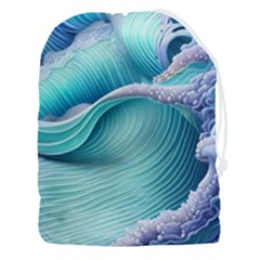 Pastel Sea Waves Drawstring Pouch (3xl) by GardenOfOphir