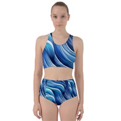Sunny Ocean Wave Racer Back Bikini Set by GardenOfOphir