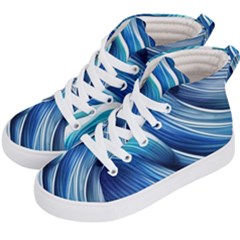 Sunny Ocean Wave Kids  Hi-top Skate Sneakers by GardenOfOphir