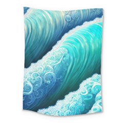 Abstract Waves In Blue And Green Medium Tapestry by GardenOfOphir