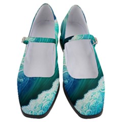 Abstract Waves In Blue And Green Women s Mary Jane Shoes by GardenOfOphir