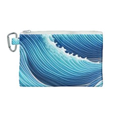 Simple Summer Wave Pattern Canvas Cosmetic Bag (medium) by GardenOfOphir