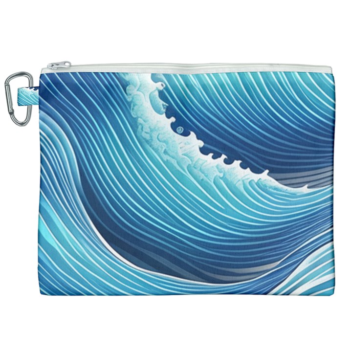Simple Summer Wave Pattern Canvas Cosmetic Bag (XXL)