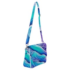 Ocean Waves In Pastel Tones Shoulder Bag With Back Zipper by GardenOfOphir