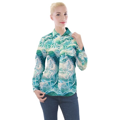 The Endless Sea Women s Long Sleeve Pocket Shirt by GardenOfOphir
