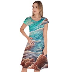 Waves Of The Ocean Classic Short Sleeve Dress by GardenOfOphir