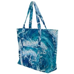 Abstract Blue Ocean Waves Iii Zip Up Canvas Bag