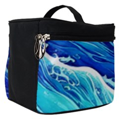 Blue Ocean Wave Watercolor Make Up Travel Bag (small) by GardenOfOphir