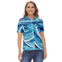Blue Wave Women s Short Sleeve Double Pocket Shirt