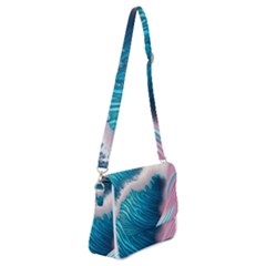 Pink Sea Water Shoulder Bag With Back Zipper by GardenOfOphir