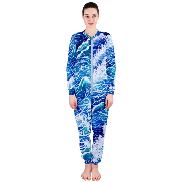 Abstract Blue Wave OnePiece Jumpsuit (Ladies)