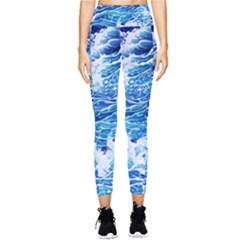 Abstract Blue Wave Pocket Leggings  by GardenOfOphir