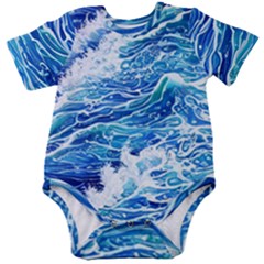 Abstract Blue Wave Baby Short Sleeve Bodysuit by GardenOfOphir
