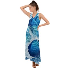 Beach Wave V-neck Chiffon Maxi Dress by GardenOfOphir