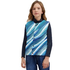 Blue Ocean Waves Kid s Short Button Up Puffer Vest	 by GardenOfOphir