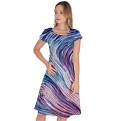 Abstract Pastel Ocean Waves Classic Short Sleeve Dress by GardenOfOphir