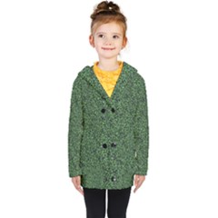 Leafy Elegance Botanical Pattern Kids  Double Breasted Button Coat by dflcprintsclothing