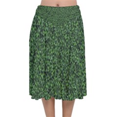 Leafy Elegance Botanical Pattern Velvet Flared Midi Skirt by dflcprintsclothing