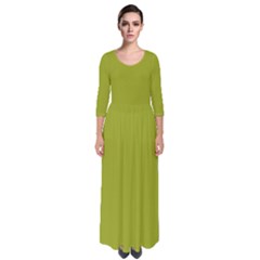 Citron Green	 - 	quarter Sleeve Maxi Dress by ColorfulDresses