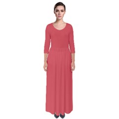 Cayenne Red	 - 	quarter Sleeve Maxi Dress by ColorfulDresses