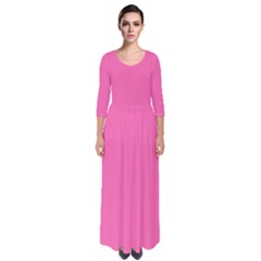 Creamy Pink	 - 	quarter Sleeve Maxi Dress
