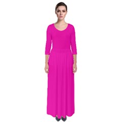 Fashion Fuchsia Pink	 - 	quarter Sleeve Maxi Dress by ColorfulDresses