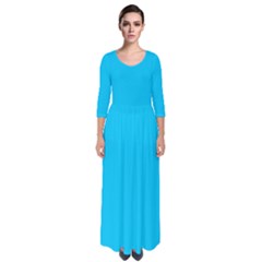 Vivid Sky Blue	 - 	quarter Sleeve Maxi Dress by ColorfulDresses