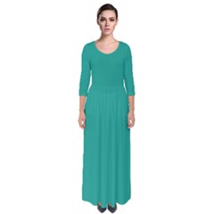 Dark Turquoise	 - 	quarter Sleeve Maxi Dress by ColorfulDresses
