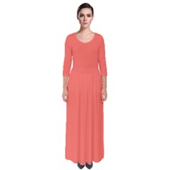 Sun Kissed Coral	 - 	quarter Sleeve Maxi Dress by ColorfulDresses