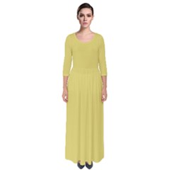 Straw Yellow	 - 	quarter Sleeve Maxi Dress by ColorfulDresses