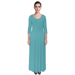 Blue Turquoise	 - 	quarter Sleeve Maxi Dress
