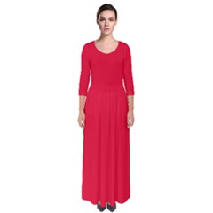 Medium Candy Apple Red	 - 	quarter Sleeve Maxi Dress by ColorfulDresses