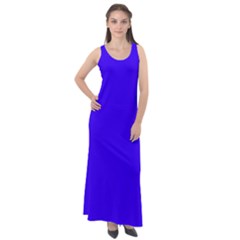 Ultra Marine Blue	 - 	sleeveless Velour Maxi Dress by ColorfulDresses