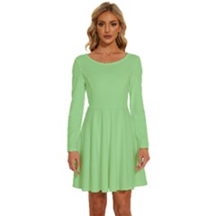 Granny Smith Apple Green	 - 	long Sleeve Wide Neck Velvet Dress by ColorfulDresses