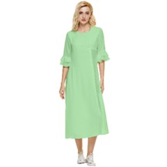 Granny Smith Apple Green	 - 	double Cuff Midi Dress by ColorfulDresses