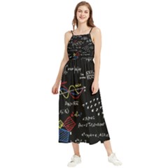 Black Background With Text Overlay Mathematics Formula Board Boho Sleeveless Summer Dress by Jancukart