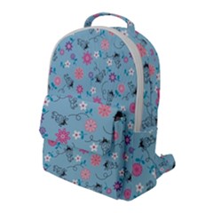 Pink And Blue Floral Wallpaper Flap Pocket Backpack (large) by Jancukart