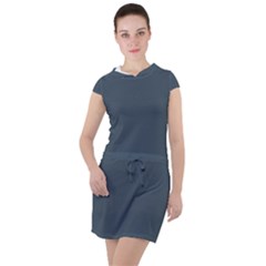 Orion Blue	 - 	drawstring Hooded Dress by ColorfulDresses