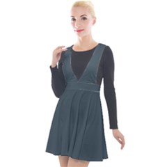 Orion Blue	 - 	plunge Pinafore Velour Dress by ColorfulDresses