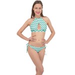 Chevron Pattern Giftt Cross Front Halter Bikini Set