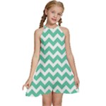 Chevron Pattern Giftt Kids  Halter Collar Waist Tie Chiffon Dress