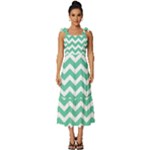 Chevron Pattern Giftt Tie-Strap Tiered Midi Chiffon Dress