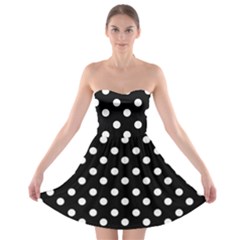 Black And White Polka Dots Strapless Bra Top Dress by GardenOfOphir
