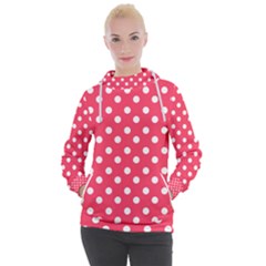 Hot Pink Polka Dots Women s Hooded Pullover by GardenOfOphir
