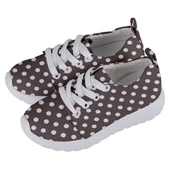 Brown And White Polka Dots Kids  Lightweight Sports Shoes by GardenOfOphir