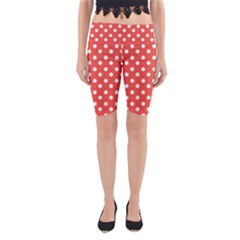 Indian Red Polka Dots Yoga Cropped Leggings by GardenOfOphir