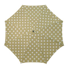 Mint Polka And White Polka Dots Golf Umbrellas by GardenOfOphir