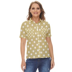Mint Polka And White Polka Dots Women s Short Sleeve Double Pocket Shirt