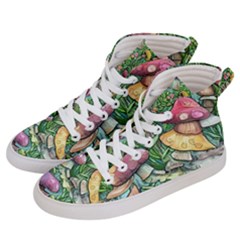 Sacred Mushroom Charm Men s Hi-top Skate Sneakers by GardenOfOphir