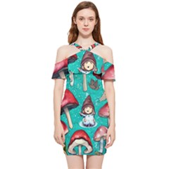 Magic Mushroom Shoulder Frill Bodycon Summer Dress by GardenOfOphir